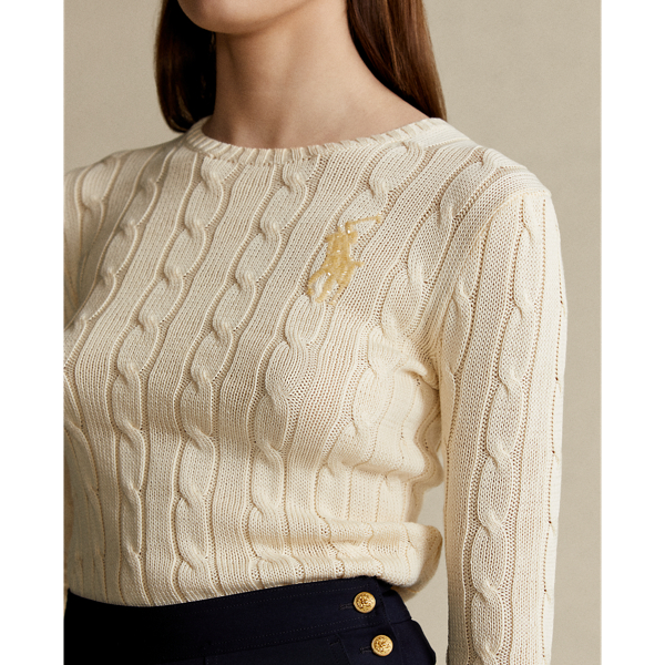 Cream Beaded-Pony Cable-Knit Jumper Polo Ralph Lauren 5