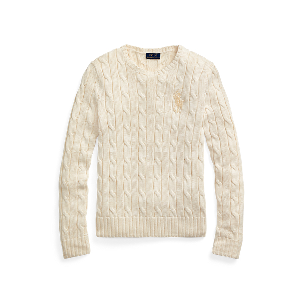 Cream Beaded-Pony Cable-Knit Jumper Polo Ralph Lauren 2