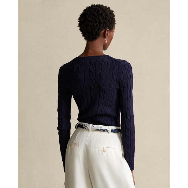 Hunter Navy Beaded-Pony Cable-Knit Jumper Polo Ralph Lauren 5