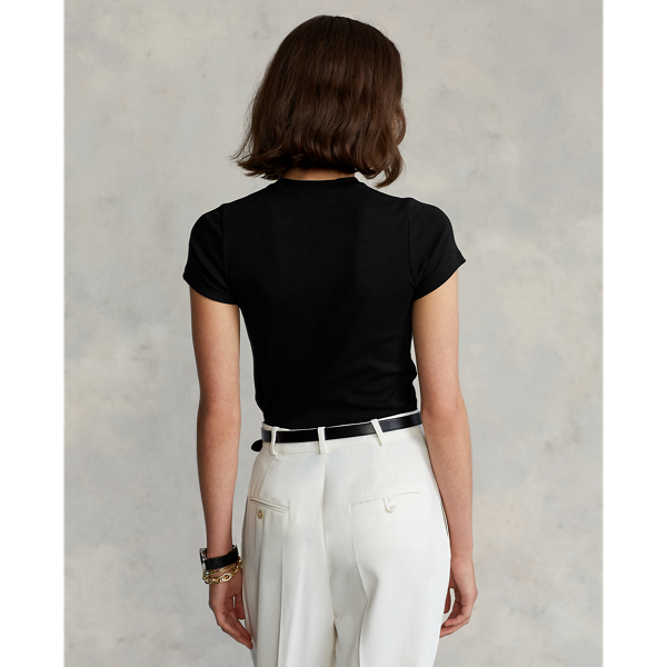 Polo Black Cotton Crewneck Tee Polo Ralph Lauren 5