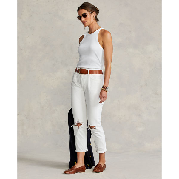 White Ribbed Cotton Tank Top Polo Ralph Lauren 4