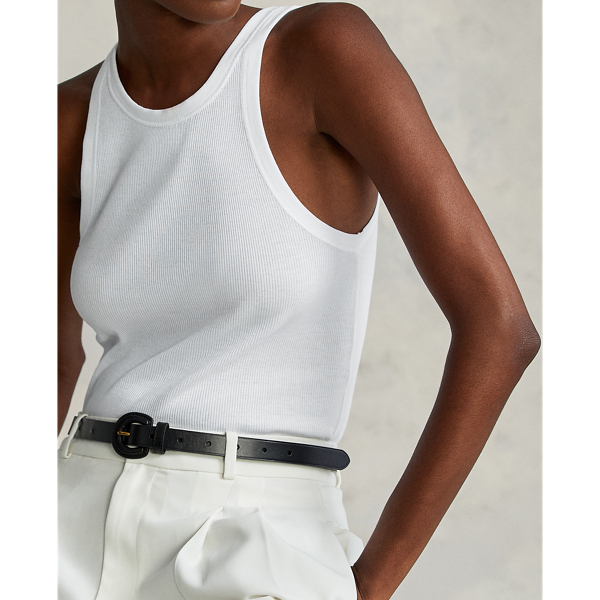White Ribbed Cotton Tank Top Polo Ralph Lauren 10