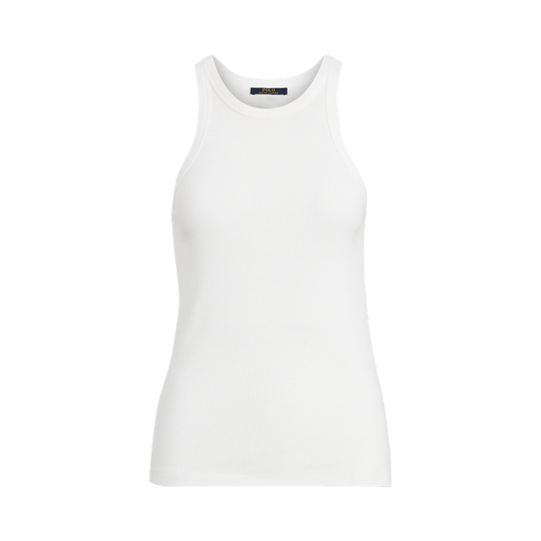 White Ribbed Cotton Tank Top Polo Ralph Lauren 2