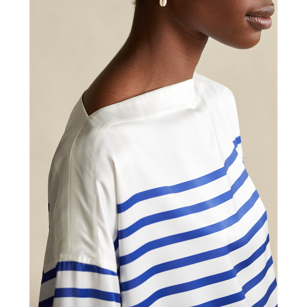 Breton Stripe Striped Satin Shirt Polo Ralph Lauren 5