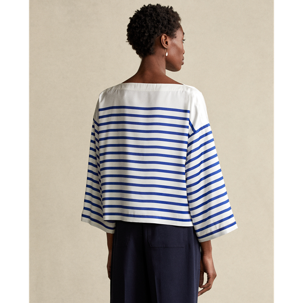 Breton Stripe Striped Satin Shirt Polo Ralph Lauren 6