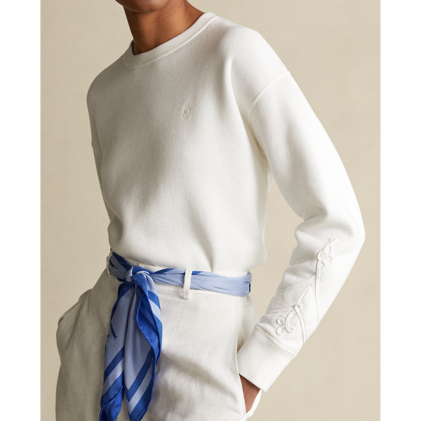 Deckwash White Soutache-Trim Fleece Sweatshirt Polo Ralph Lauren 6