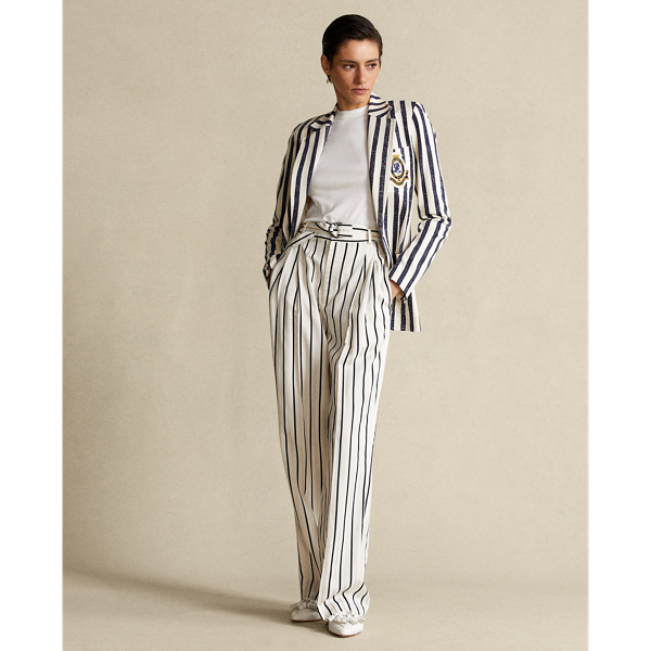 Guide Cream/Cruise Navy Striped Cotton Blazer Polo Ralph Lauren 4