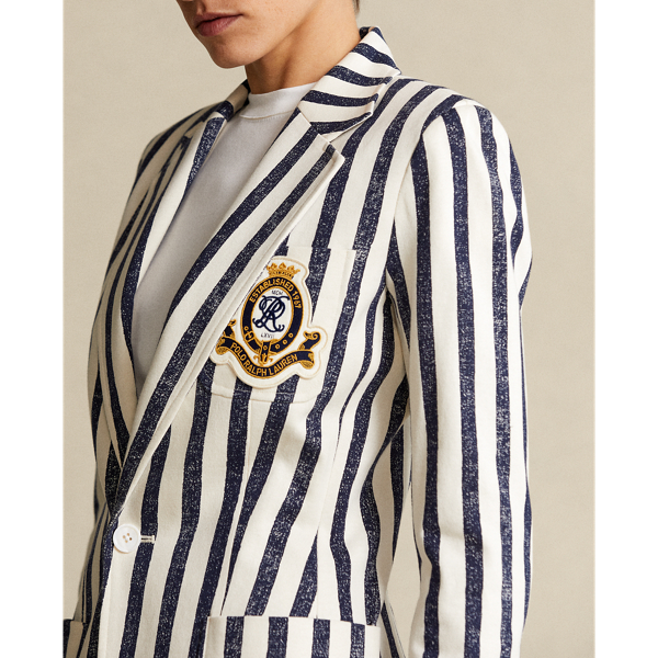 Guide Cream/Cruise Navy Striped Cotton Blazer Polo Ralph Lauren 7