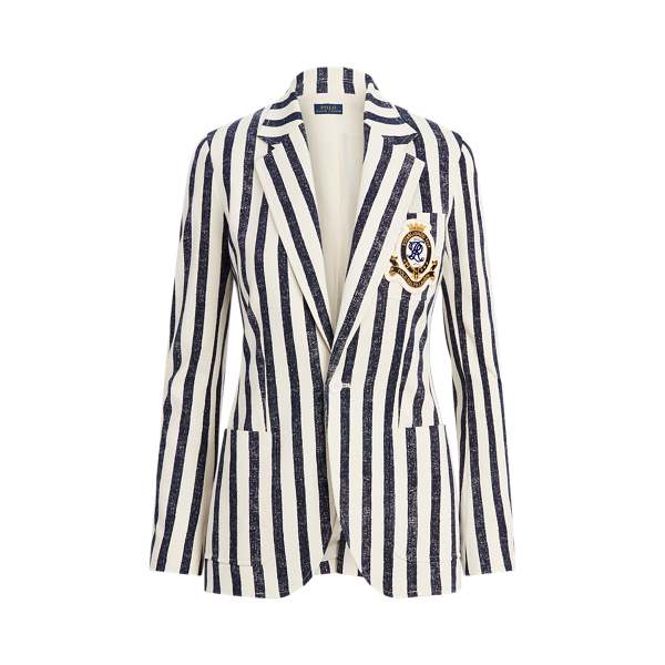 Guide Cream/Cruise Navy Striped Cotton Blazer Polo Ralph Lauren 2