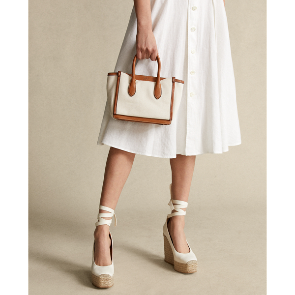 Natural/Cuoio Canvas Mini Sloane Satchel Polo Ralph Lauren 6
