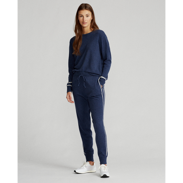 Spring Navy Heather/Cream Washable Cashmere Jumper RLX 4