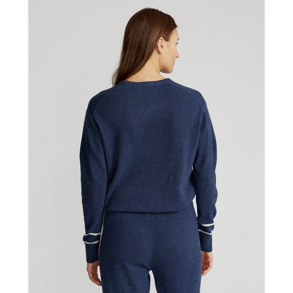 Spring Navy Heather/Cream Washable Cashmere Jumper RLX 5