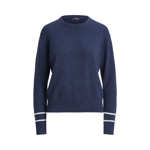 Spring Navy Heather/Cream Washable Cashmere Jumper RLX 2