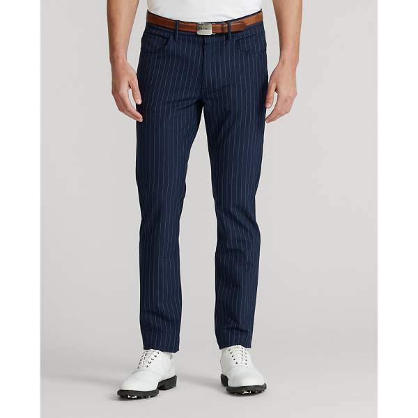 Refined Navy Pinstripe Slim Fit Pinstripe Performance Trouser Polo Golf 4