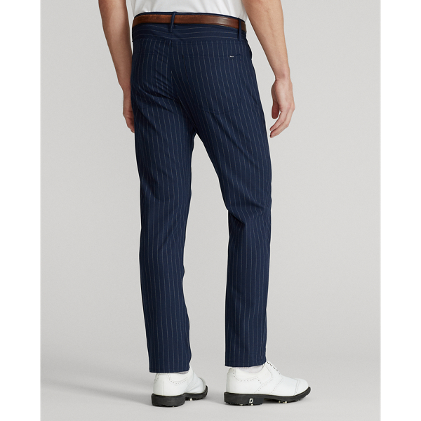 Refined Navy Pinstripe Slim Fit Pinstripe Performance Trouser Polo Golf 5