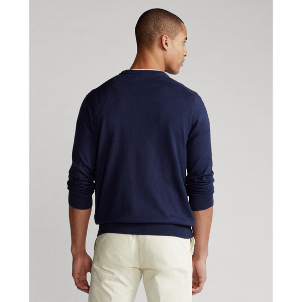 Refined Navy Cotton Crewneck Jumper Polo Golf 5