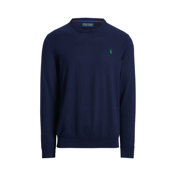 Refined Navy Cotton Crewneck Jumper Polo Golf 2