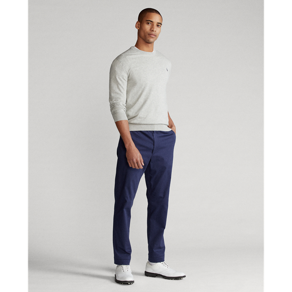 Light Grey Heather Cotton Crewneck Jumper Polo Golf 4