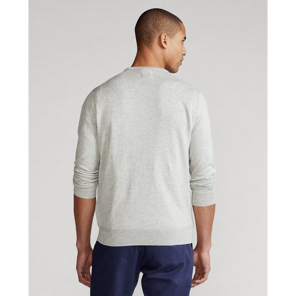 Light Grey Heather Cotton Crewneck Jumper Polo Golf 5