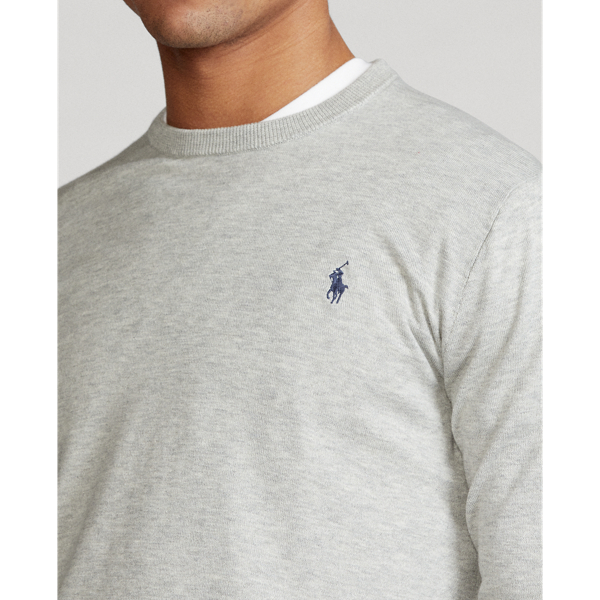 Light Grey Heather Cotton Crewneck Jumper Polo Golf 6
