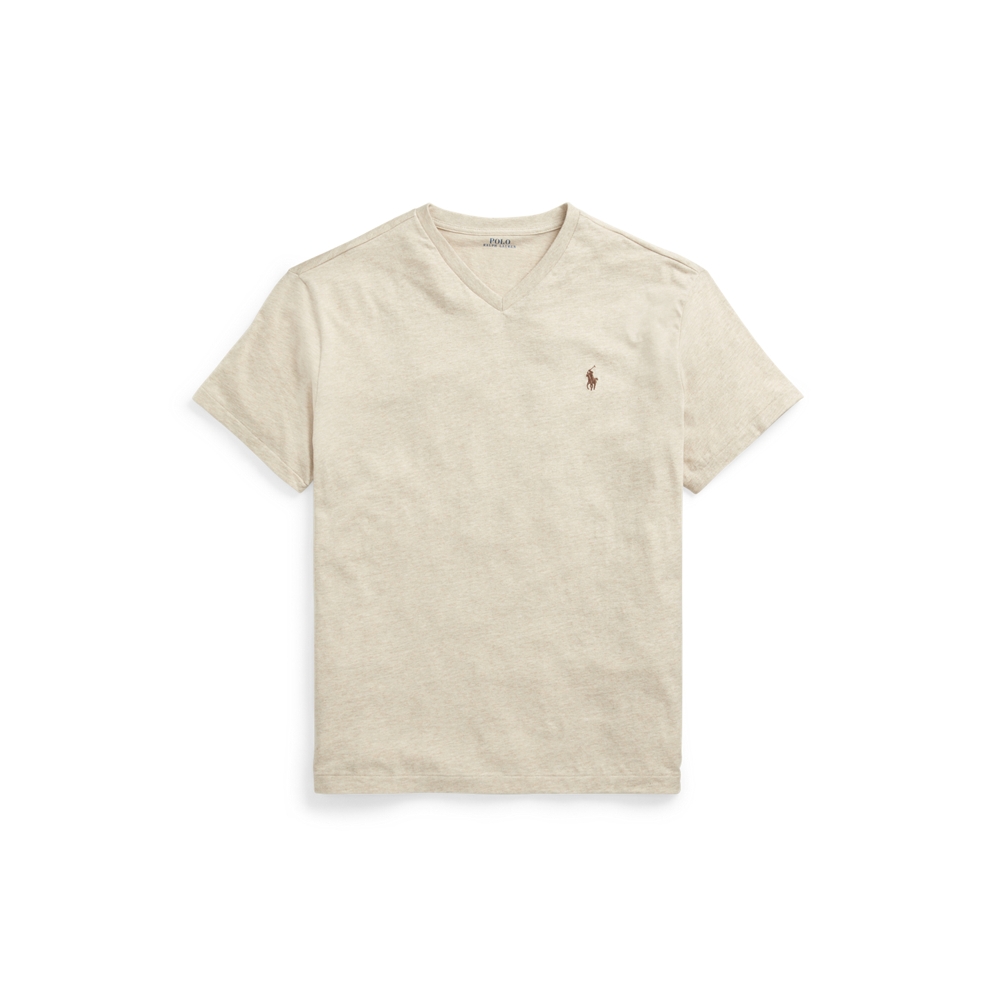 Мужская футболка Ralph Lauren Classic Fit Jersey V-Neck, цвет: Дюнный меланжевый / Коричневый — фото 6