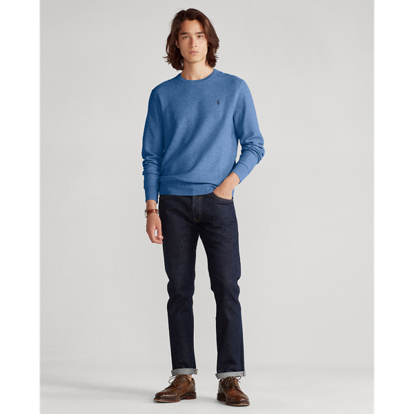 Blue Stone Heather Mesh-Knit Cotton Crewneck Jumper Polo Ralph Lauren 3