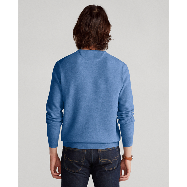 Blue Stone Heather Mesh-Knit Cotton Crewneck Jumper Polo Ralph Lauren 4