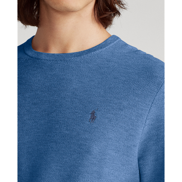 Blue Stone Heather Mesh-Knit Cotton Crewneck Jumper Polo Ralph Lauren 5