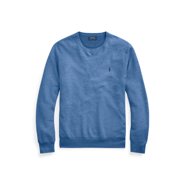 Blue Stone Heather Mesh-Knit Cotton Crewneck Jumper Polo Ralph Lauren 2