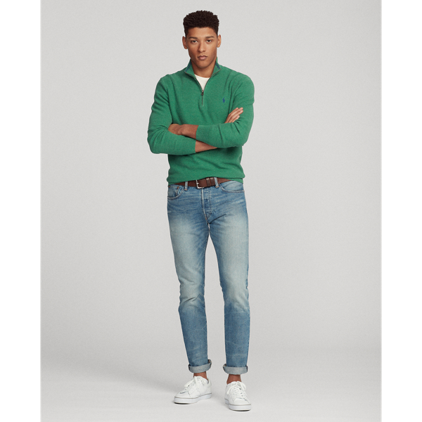 Potomac Green Heather Mesh-Knit Cotton Quarter-Zip Jumper Polo Ralph Lauren 4