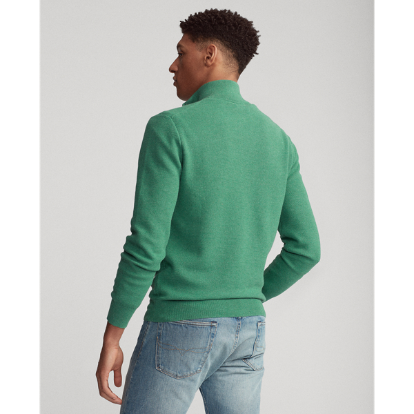 Potomac Green Heather Mesh-Knit Cotton Quarter-Zip Jumper Polo Ralph Lauren 5