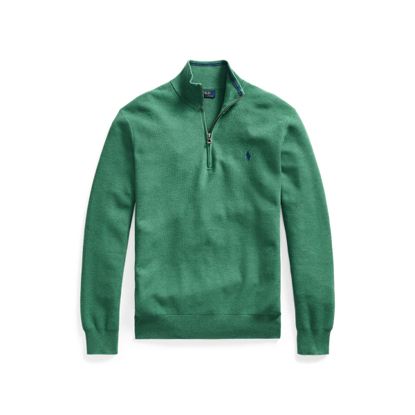 Potomac Green Heather Mesh-Knit Cotton Quarter-Zip Jumper Polo Ralph Lauren 2