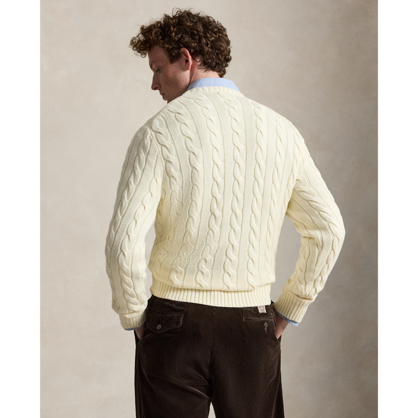 Мужской свитер Ralph Lauren Cable-Knit Cotton, цвет: Кремовый — фото 2