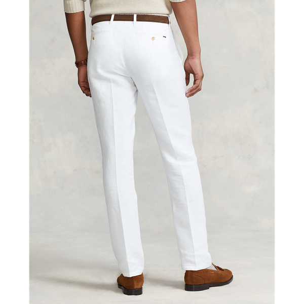 White Straight Fit Linen-Blend Trouser Polo Ralph Lauren 5