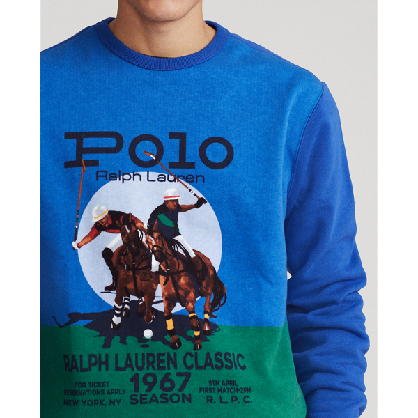 Blue Polo Print Fleece Graphic Sweatshirt Polo Ralph Lauren 5
