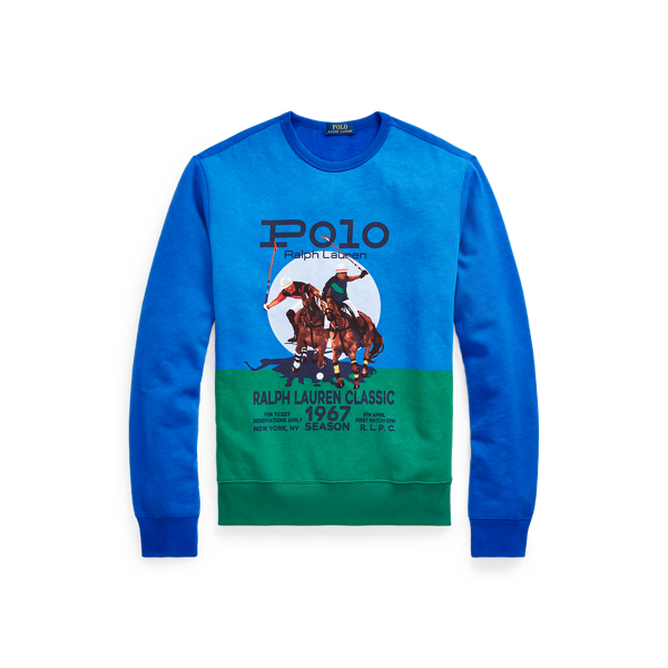 Blue Polo Print Fleece Graphic Sweatshirt Polo Ralph Lauren 2