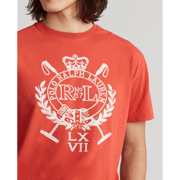 Sunrise Red Classic Fit Crest Jersey T-Shirt Polo Ralph Lauren 6