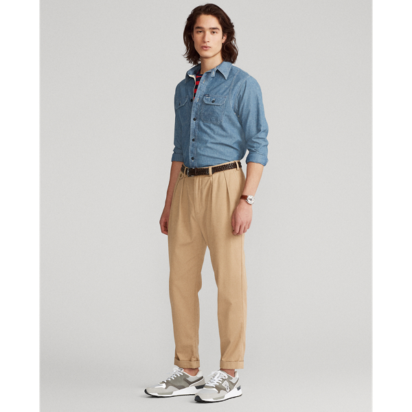 Medium Indigo Custom Fit Chambray Shirt Polo Ralph Lauren 4