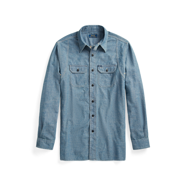 Medium Indigo Custom Fit Chambray Shirt Polo Ralph Lauren 2