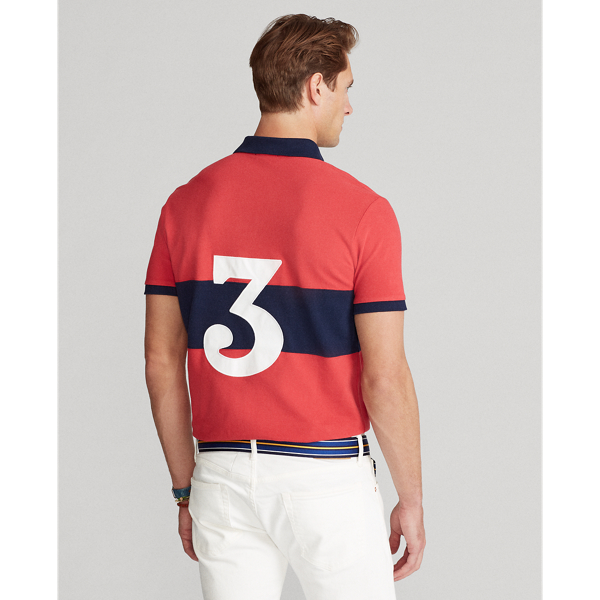 Sunrise Red Multi Custom Slim Fit Mesh Polo Shirt Polo Ralph Lauren 5