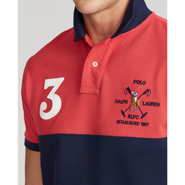 Sunrise Red Multi Custom Slim Fit Mesh Polo Shirt Polo Ralph Lauren 6