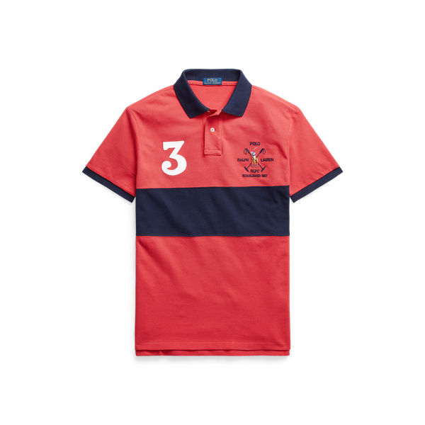Sunrise Red Multi Custom Slim Fit Mesh Polo Shirt Polo Ralph Lauren 2