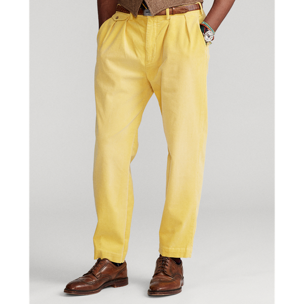 Corn Yellow Pleated Baggy Fit Stretch Corduroy Pant Polo Ralph Lauren 4