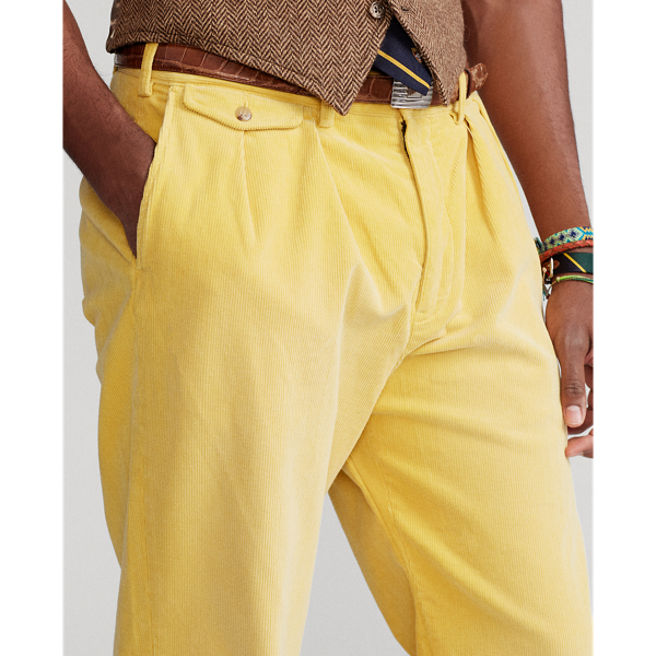 Corn Yellow Pleated Baggy Fit Stretch Corduroy Pant Polo Ralph Lauren 6