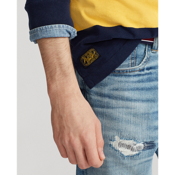Navy/Gold Classic Fit Striped Rugby Shirt Polo Ralph Lauren 6