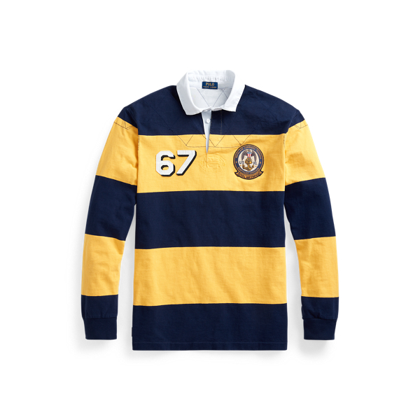 Navy/Gold Classic Fit Striped Rugby Shirt Polo Ralph Lauren 2