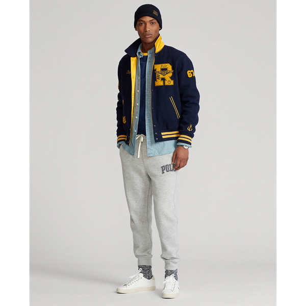 Ink/Basic Gold Reversible Letterman Jacket Polo Ralph Lauren 4