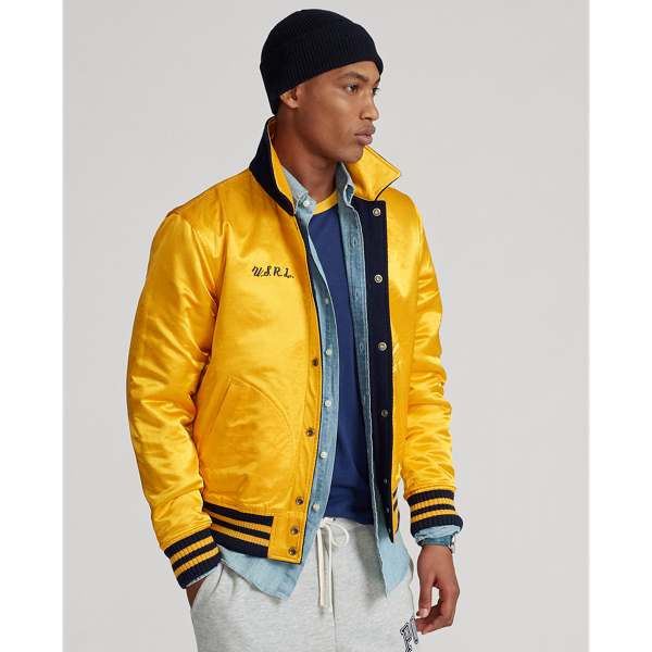 Ink/Basic Gold Reversible Letterman Jacket Polo Ralph Lauren 8
