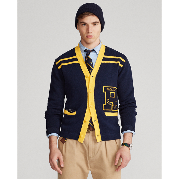 Ralph lauren cotton letterman cardigan best sale