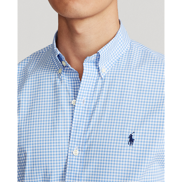 Light Blue/White Custom Fit Gingham Poplin Shirt Polo Ralph Lauren 6